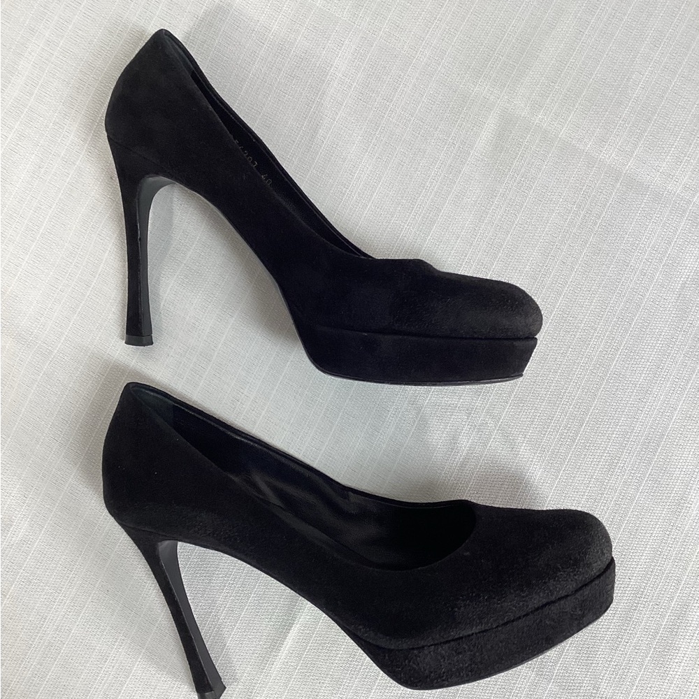 Yves Saint Laurent YSL Black Suede Heels